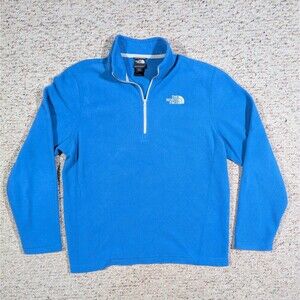 The North Face Fleece 1/4 Zip Mens LARGE Aqua Blue Outdoor Activewear Pullover